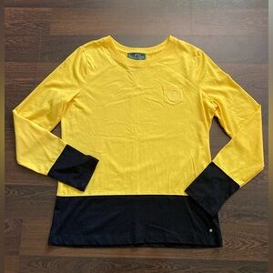 Lauren Ralph Lauren Athletic Colorblock Long Sleeve 100% Cotton Black and Yellow